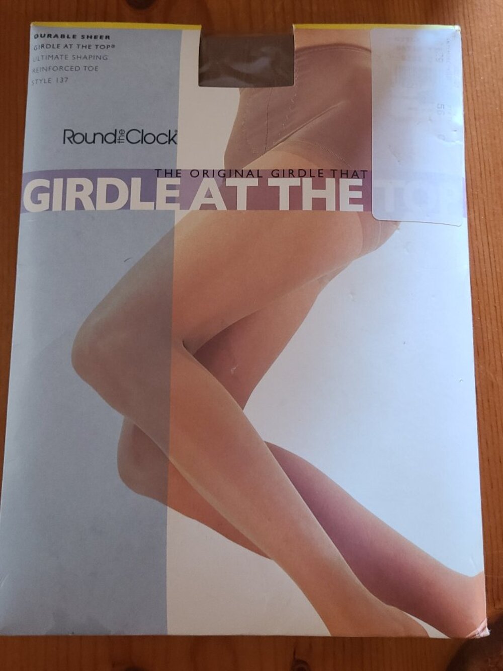 Round The Clock Girdle at the Top Pantyhose 137 Sz C Taupe VTG 2007 Flat Weave